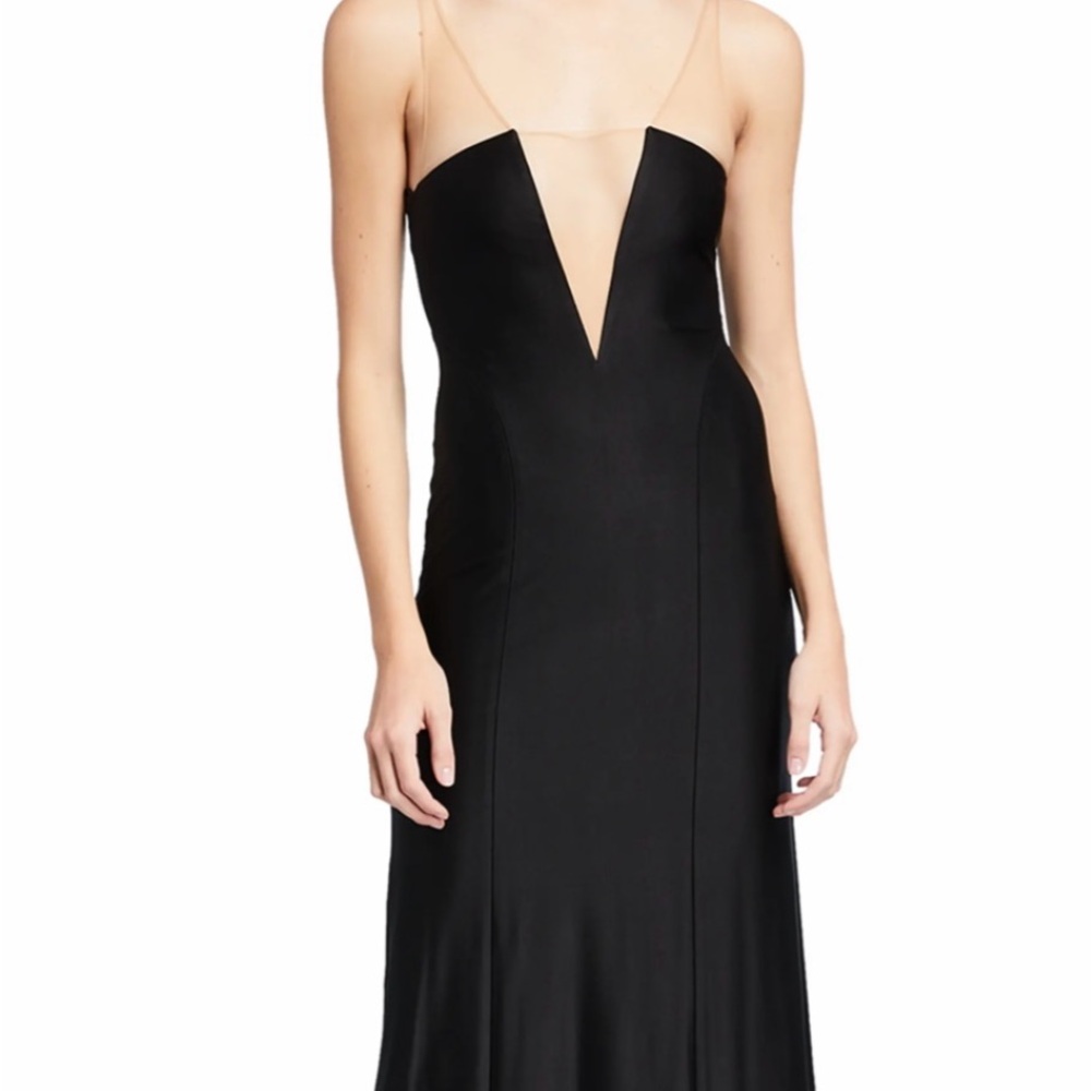 Elegant Black Plunge Midi Dress